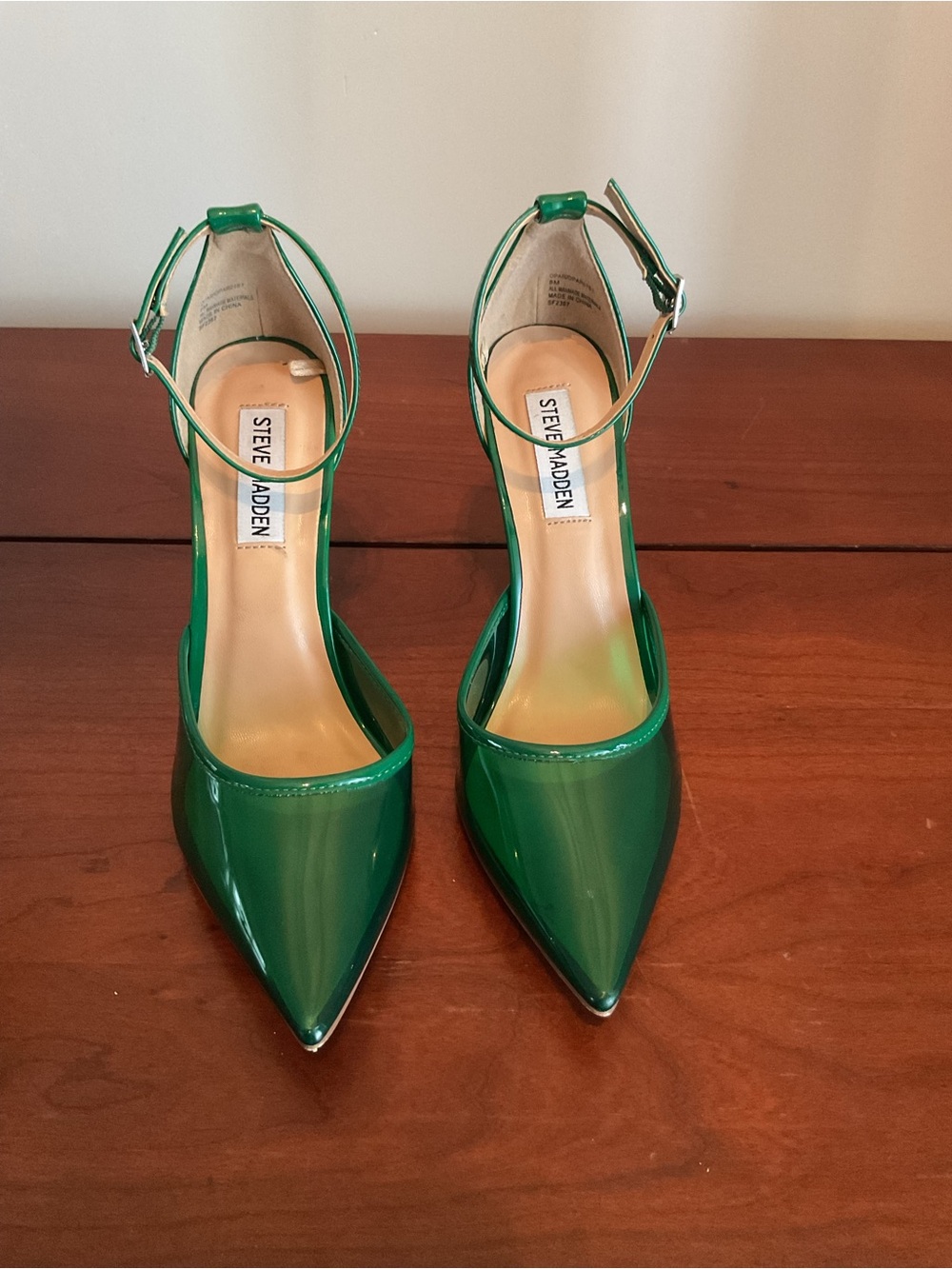 Steve Madden Emerald Patent Pointed-Toe Ankle-Strap Heels